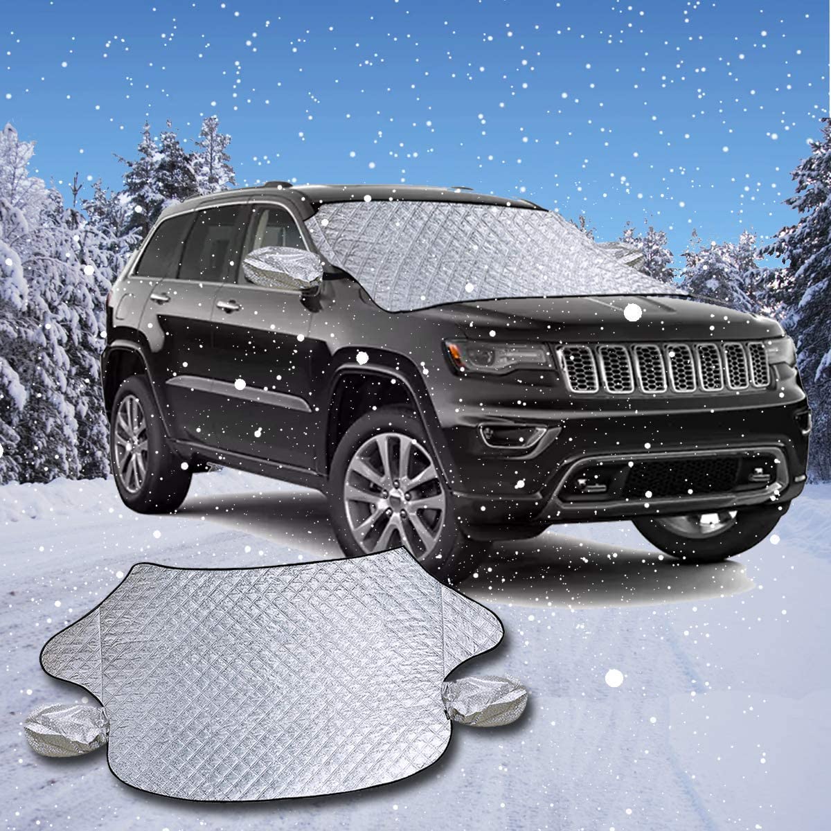 iZoeL Windscreen Cover Car screen Frost Protector Magnetic Windscreen Cover with Rear View Mirror Cover Universal for SUV Truck Van
