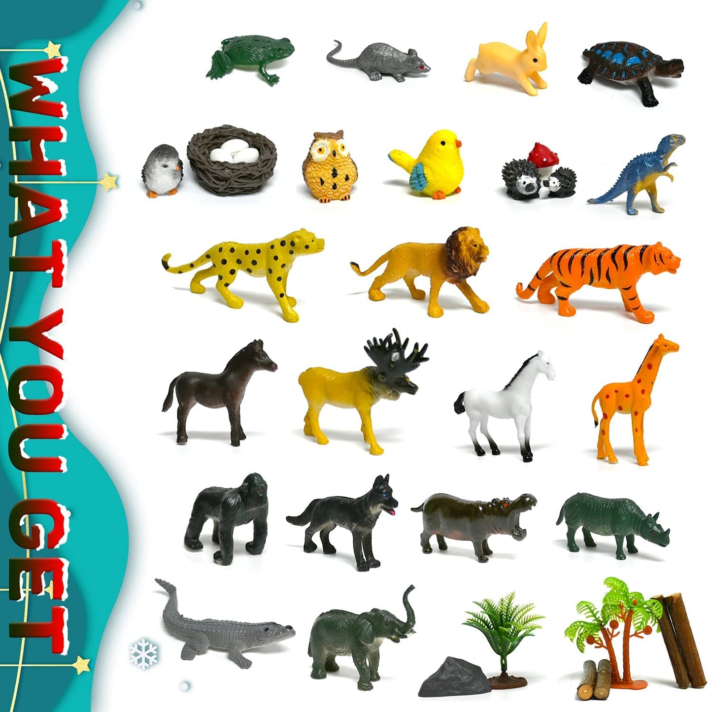 iZoeL Wild World Advent Calendar for Kids 2021 Christmas, 24 Jungle Safari Animals Wildlife Figures Playset Countdown Days to Christmas Holiday, Xmas Surprise Gift for Boys Kids Girls Teens