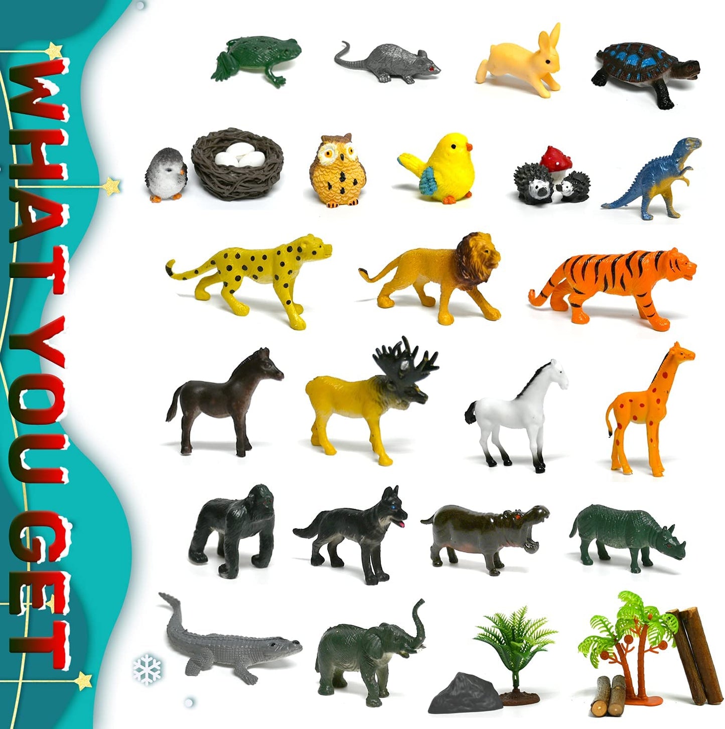iZoeL Wild World Advent Calendar for Kids 2021 Christmas, 24 Jungle Safari Animals Wildlife Figures Playset Countdown Days to Christmas Holiday, Xmas Surprise Gift for Boys Kids Girls Teens