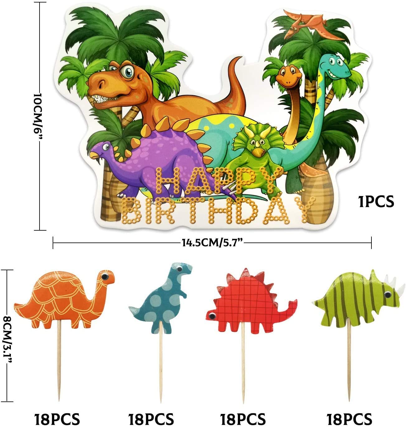 iZoeL 73pcs Dinosaur Cake Toppers for Boys, Dinosaur Cake Decorations Birthday, Happy Birthday Caker Topper - Girls Kids ungle Birthday Party Supplies Baby Shower - 1st 2nd 3rd 4th 5th 6th