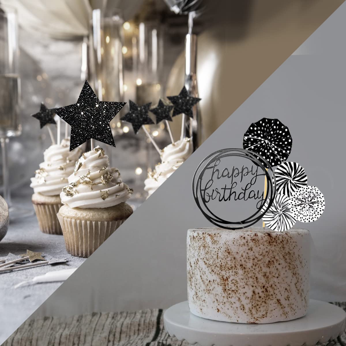 iZoeL Black Cake Topper