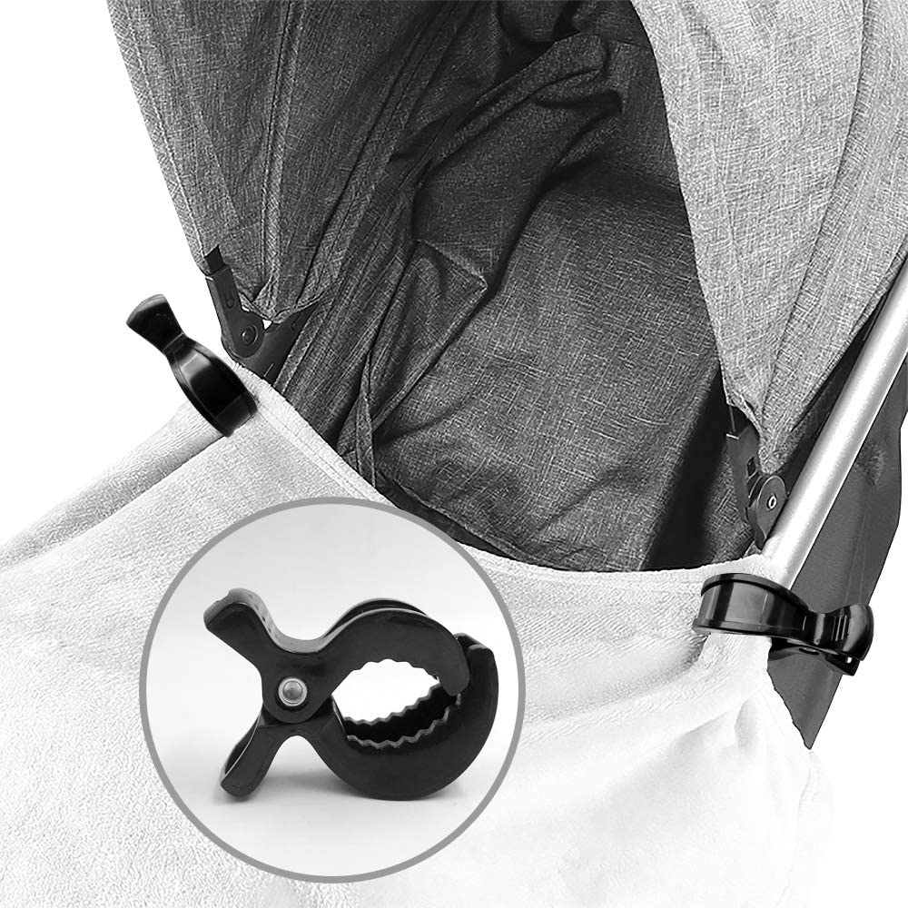 iZoeL Stroller Hooks & Buggy Clip Set 6 Clips Clasps & 2 Hooks Gripper to Hook Muslin Blankets Toys Nursing Cover, Pram Toy Holder, Blanket Clamp (2 black+2 grey+2 white)