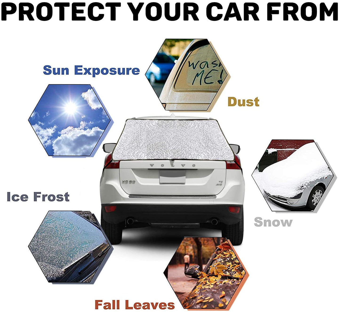 iZoeL Car Rear Windscreen Cover Snow Frost Magnetic 3 Magnets Snow Cover Rear Screen Shade for Car SUV Truck Vans