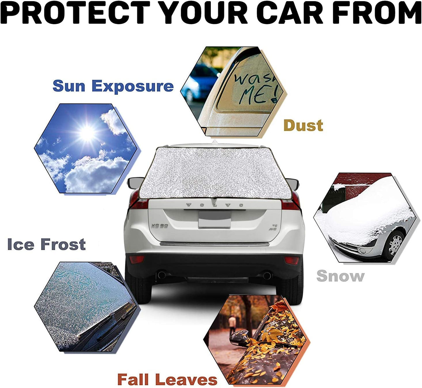 iZoeL Car Rear Windscreen Cover Snow Frost Magnetic 3 Magnets Snow Cover Rear Screen Shade for Car SUV Truck Vans