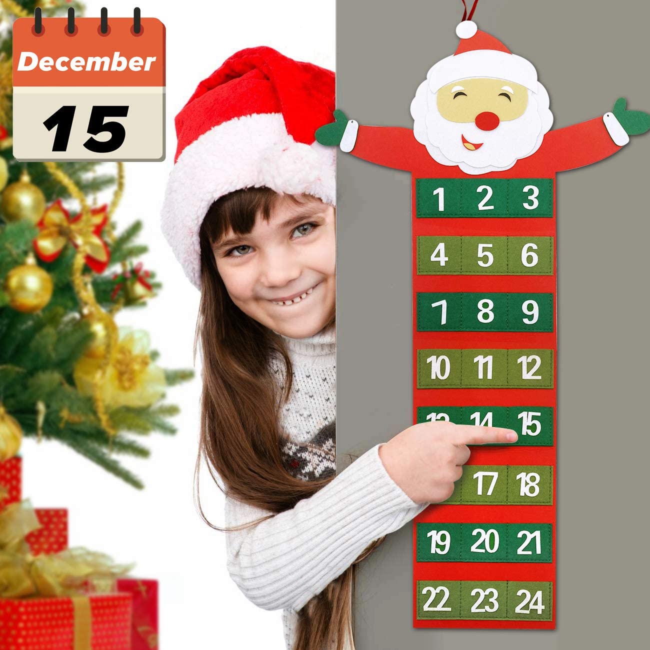 iZoeL Christmas Advent Calendar 2019, 24 Days Gift Jewellery Charms, with 16 Charms, 2 Pendant, 2 Bracelet and 3 Necklace, 2 Ring, 1 Keychian for Girl Kid Children Women Adult