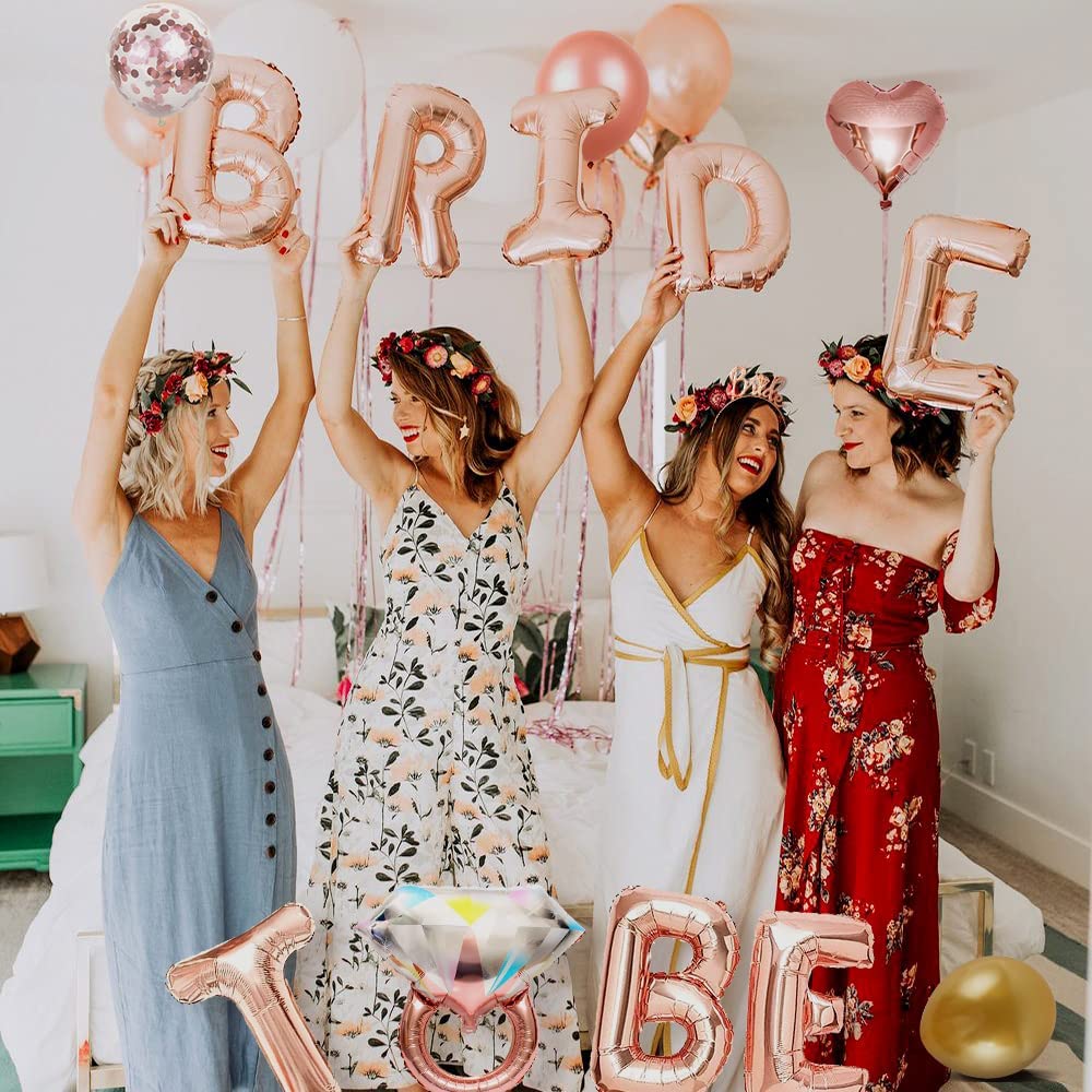 iZoeL Hen Party Decoration, Hen Party Accessories,23 Hen Party Photobooth Props, Rose Gold Bride To Be Banner, Bride To Be Veil, Bride Headband Tiara, Tattoos Team Bride Hen Do Balloons