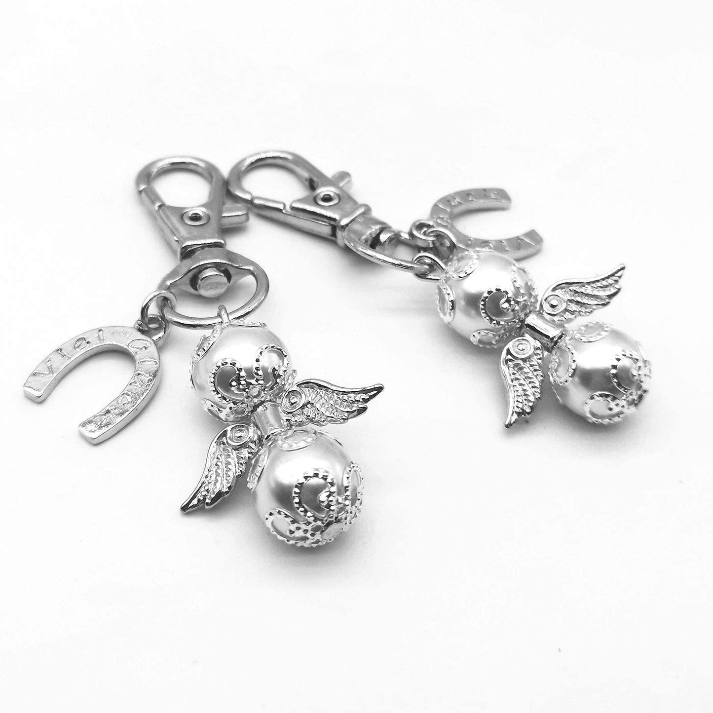 iZoeL 20 Guardian Angel Keychains Lucky Horseshoe Pendants Plus 20 Organza Bags, Thank You Nurse Gift Thank You Doctor Gift, Funeral Guest Gift Baby Shower Gift Bridal Party Favors Wedding Gift