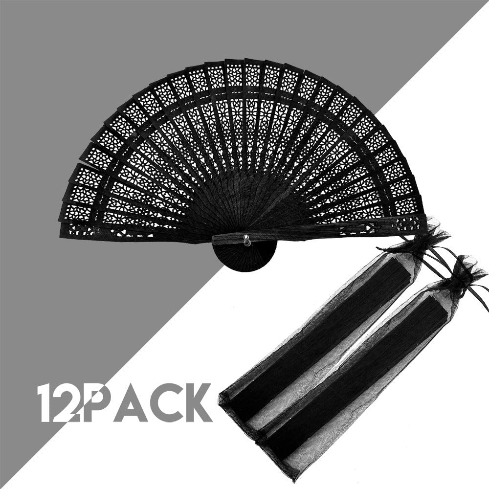 iZoeL Wooden Folding Fans Handheld Folding Fans 12pcs Beige Bamboo Fan Women's Hand Held Holding Fans for Wedding Birthday Party Decoration Walls Idea Gifts Dancing Prop Party Favor