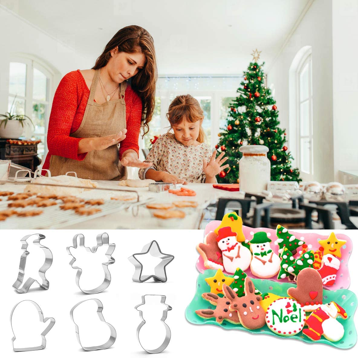 iZoeL 24 Shape of Christmas Cookie Cutters, Biscuits Pastry Cutter Mould Stainless Steel, for Fondant Cookie Brownies Pancake, Fruits,Jam Tarts DIY BakingTool