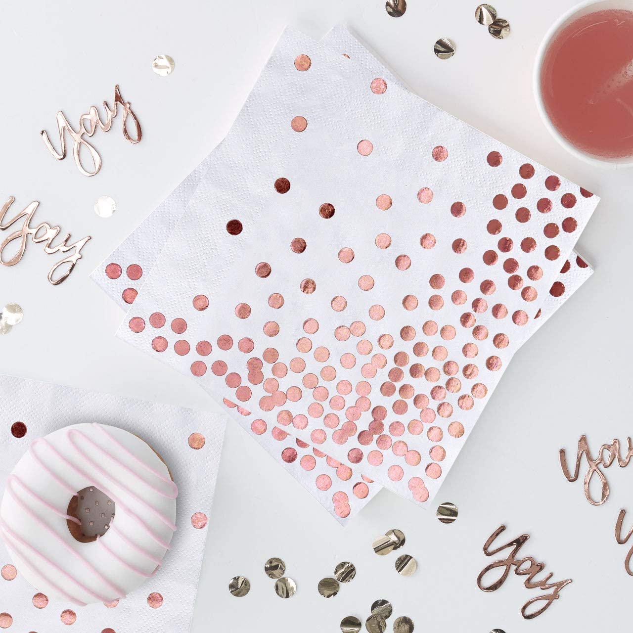 iZoeL Rose Gold Paper Napkins 60 Pack(33 x 33 cm) - Soft Comfortable Dinner Napkins - 3PLY Disposable Absorbent Napkin - Ideal for Birthday Party Decorations Bridal Wedding Hen Party