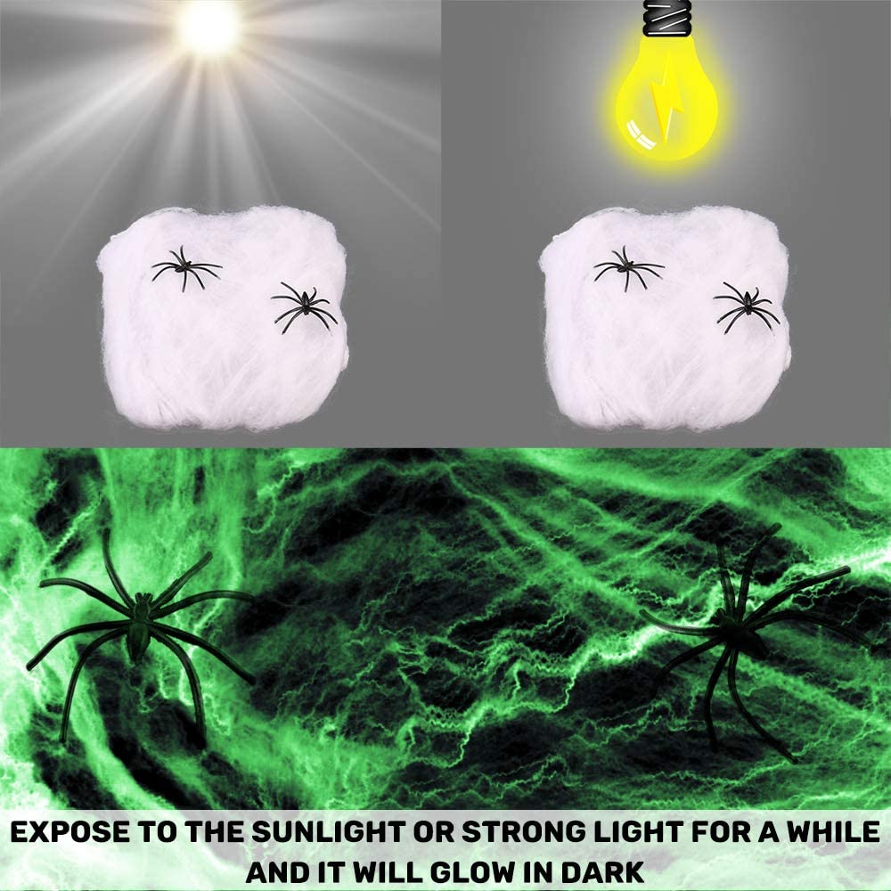 iZoeL Halloween 200cm Giant Spider 75cm Middle Spiders, 40g Spider Cobweb, 30pcs Plastic Spiders, Creepy Fake Spiders Prop Party Supplies for Outdoor Indoor Yard Home Party Decorations (White)
