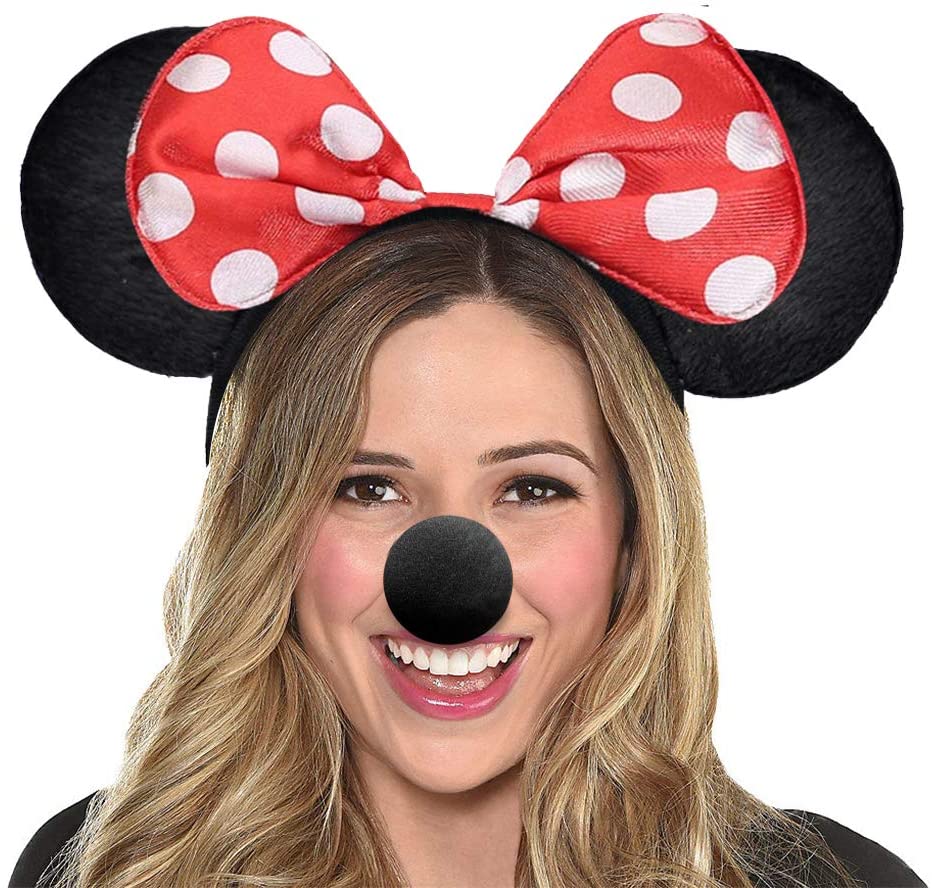 iZoeL Mouse COSTUME Kit 2x Mouse Ear Headband 4x White Gloves 2x Black Nose 1x bow tie bow for Carnival Accessory Birthday Fancy Dress Party Bag Favors Cosplay Adult Kid