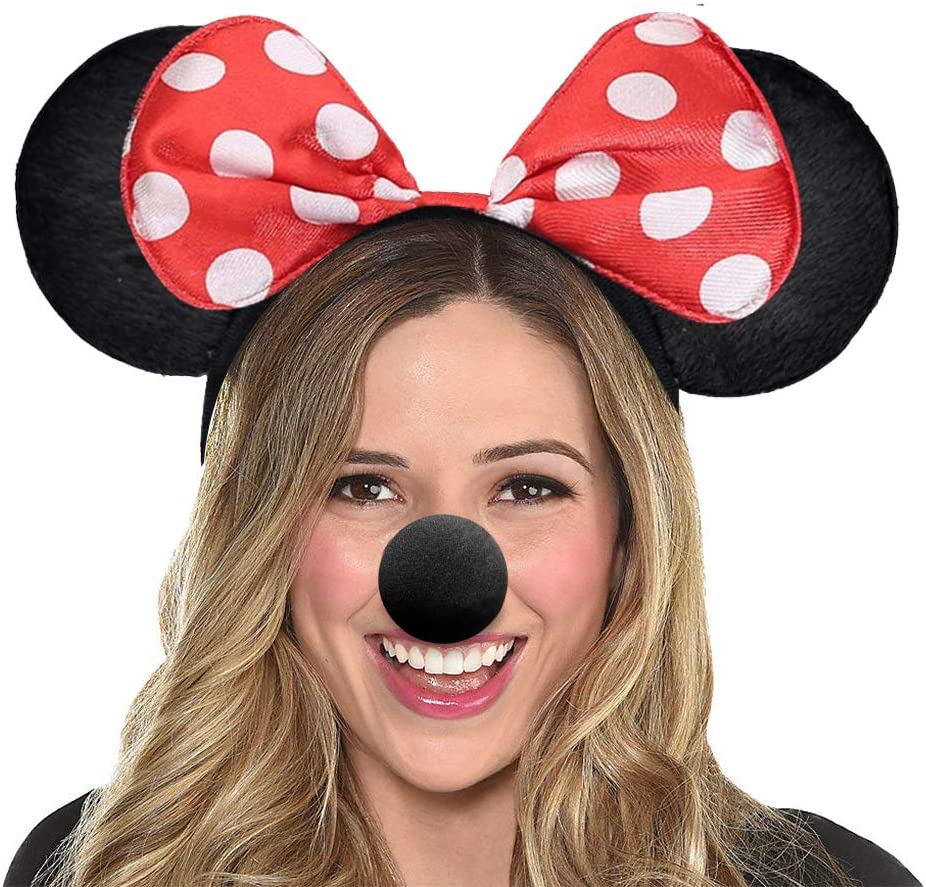 iZoeL Mouse COSTUME Kit 2x Mouse Ear Headband 4x White Gloves 2x Black Nose 1x bow tie bow for Carnival Accessory Birthday Fancy Dress Party Bag Favors Cosplay Adult Kid