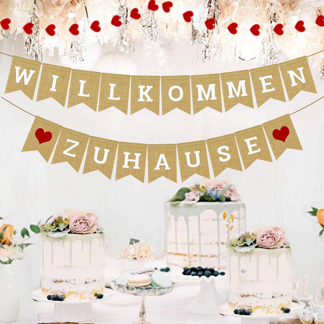iZoeL Willkommen Haus Banner Karton Papier Girlande