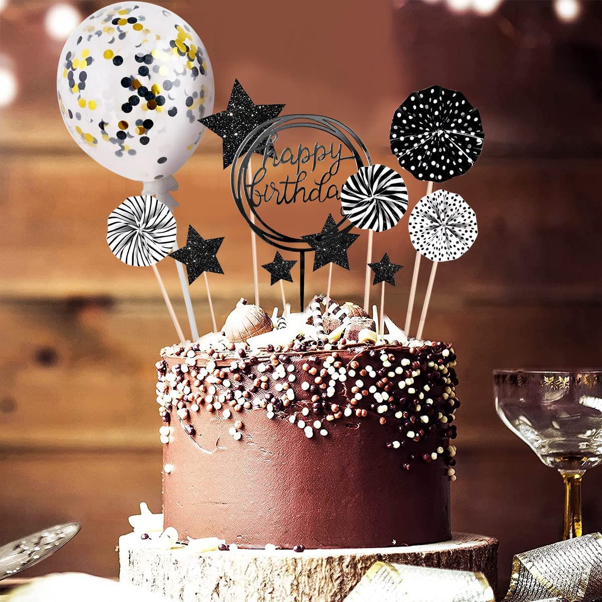 iZoeL Black Cake Topper