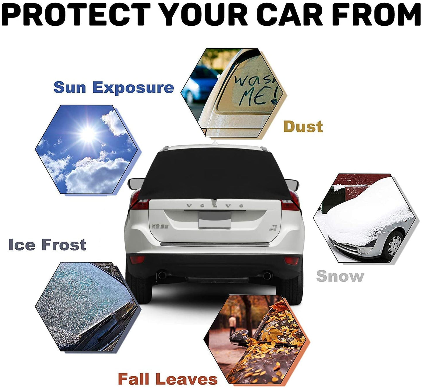 iZoeL Car Windscreen Rear Cover, Car Windshield Snow Cover, Snow Cover, Windscreen Protector Ice Full Protection Winter Cover Foil (SUV VANS Truck Size)