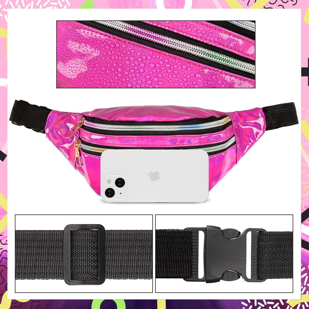 iZoeL 80s Fancy Dress for Women 80s Accessories Halloween Costumes for Kids 80s Outfits for Girls - Waist Packs Headband Wristbands Leg Warmers - Neon 80s Fun Run Teams