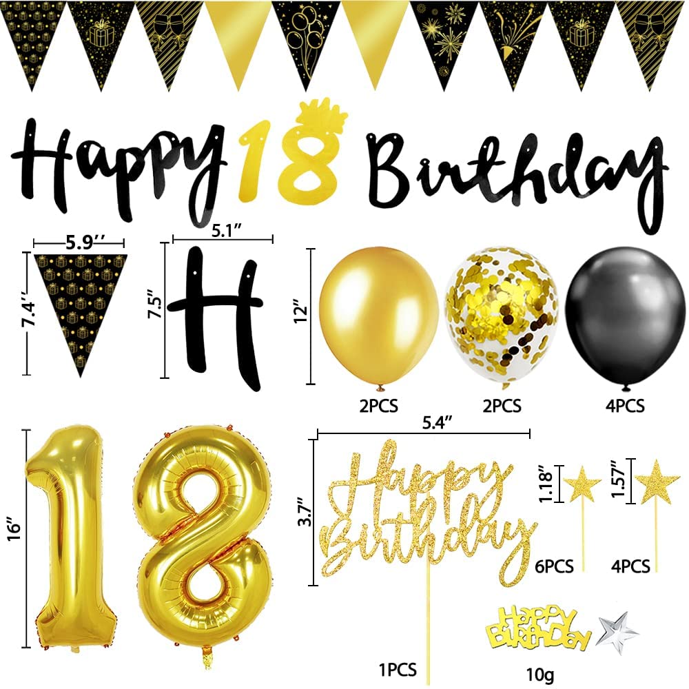 iZoeL 18th Black Gold Birthday Party Decorations - small