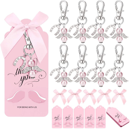 iZoel Thank You Gift Set, 20pcs Pink Angel Keychains and Thank You Tags with Angel Wing, Guest Return Gifts for Baby Girls Baby Shower Wedding Carers Party Favors Holy Communion