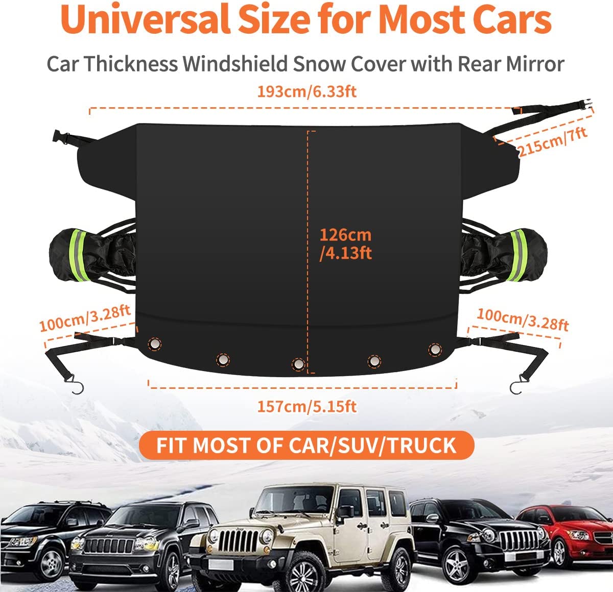 iZoeL Windshield Cover Magnetic Car Windscreen Cover Winter Car Cover with Wing Mirror Cover, Snow Frost Protector Ice Guard Waterproof Full Protection for SUV Truck (XLSize 157CM*126CM)