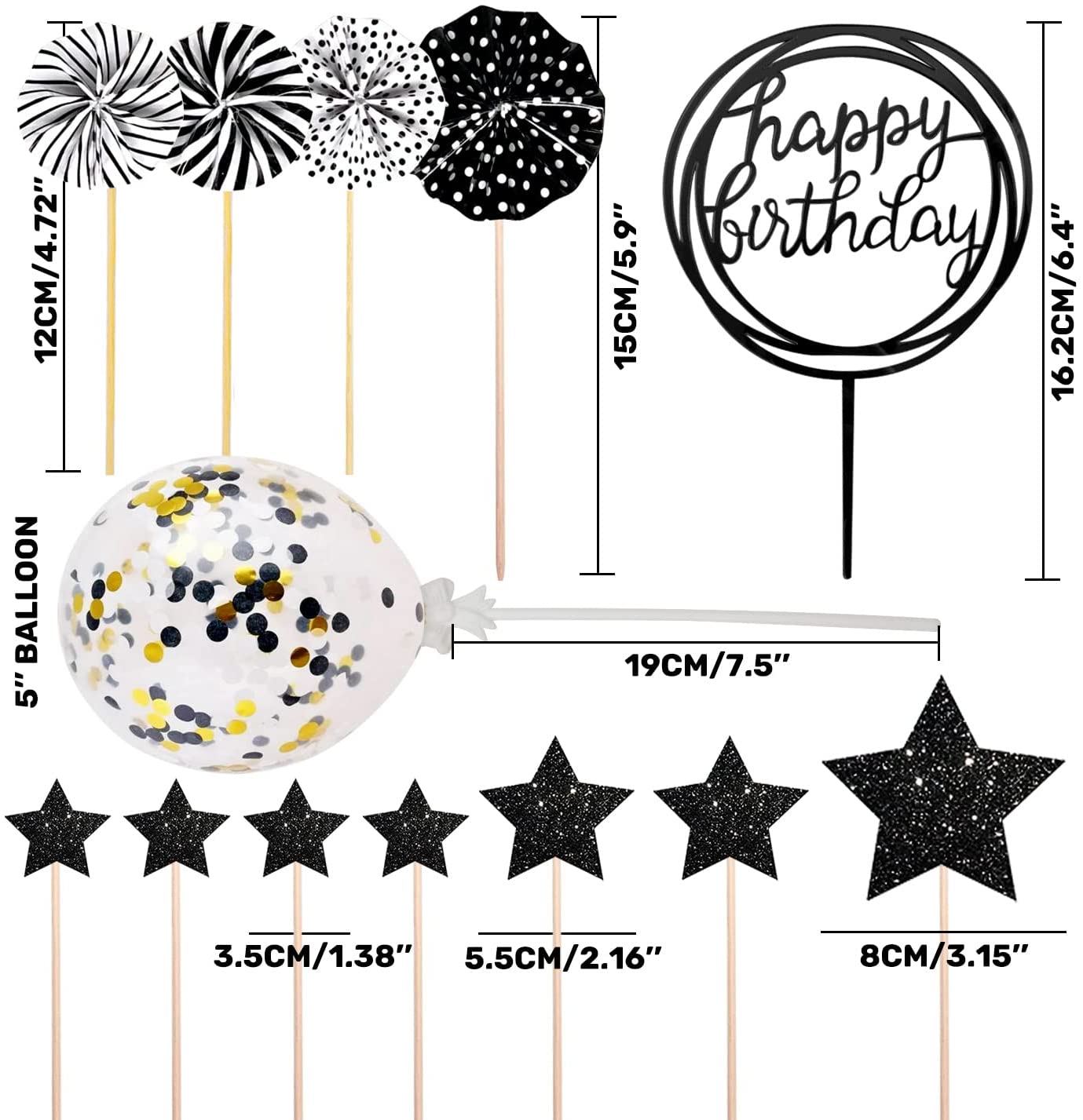 iZoeL Black Cake Topper