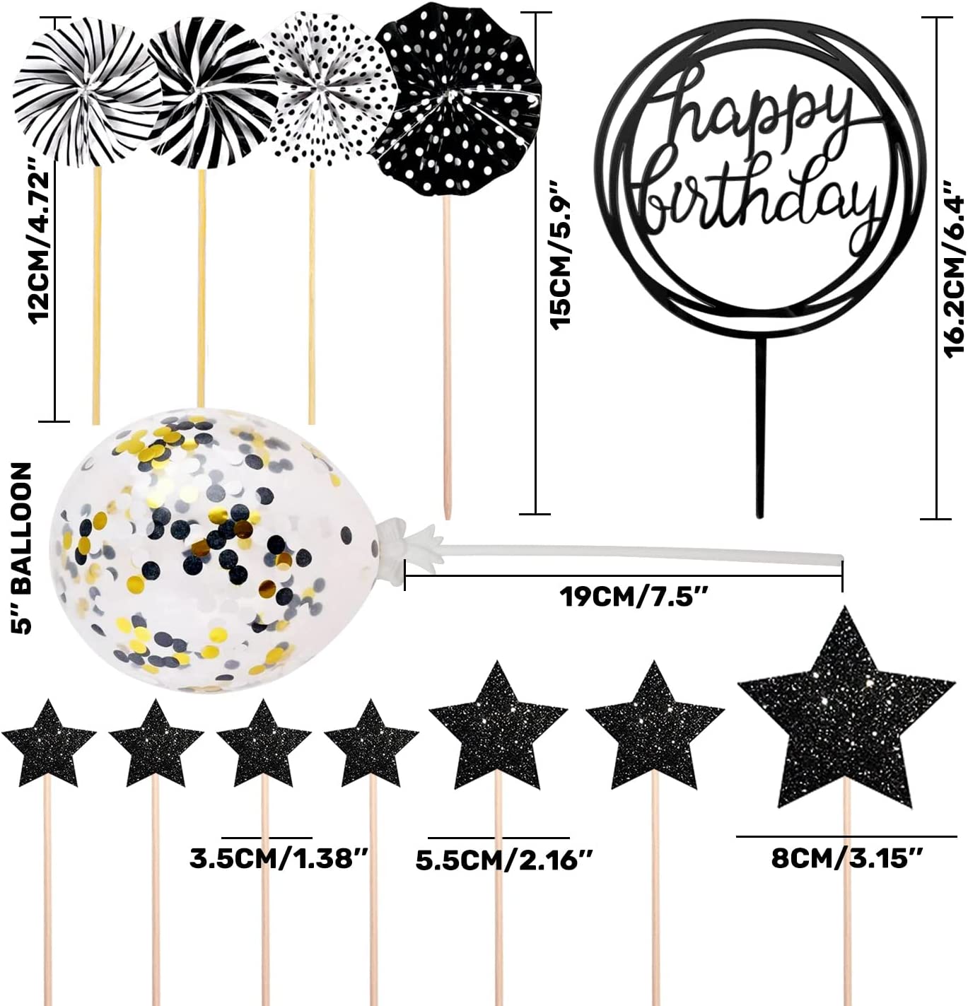 iZoeL Black Cake Topper