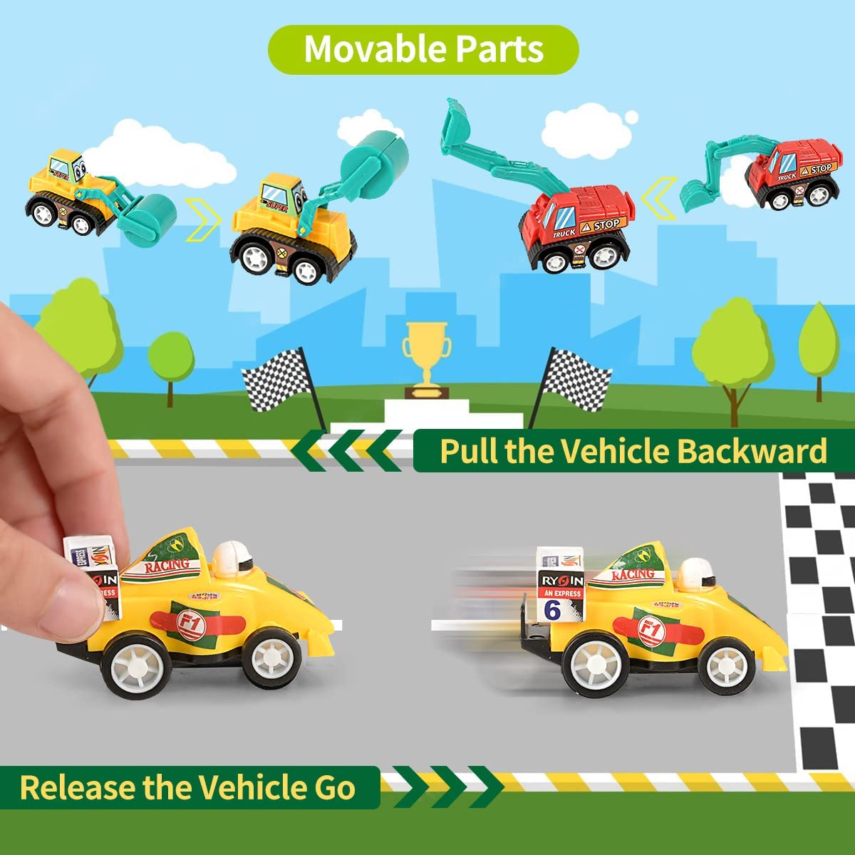 iZoeL Cars Advent Calendar for Kids Boys 2022 Christmas, 24 Mini Pull Back Vehicles Racing Car Construction Vehicles Fire Truck Countdown Days to Christmas for Son Grandson Girls