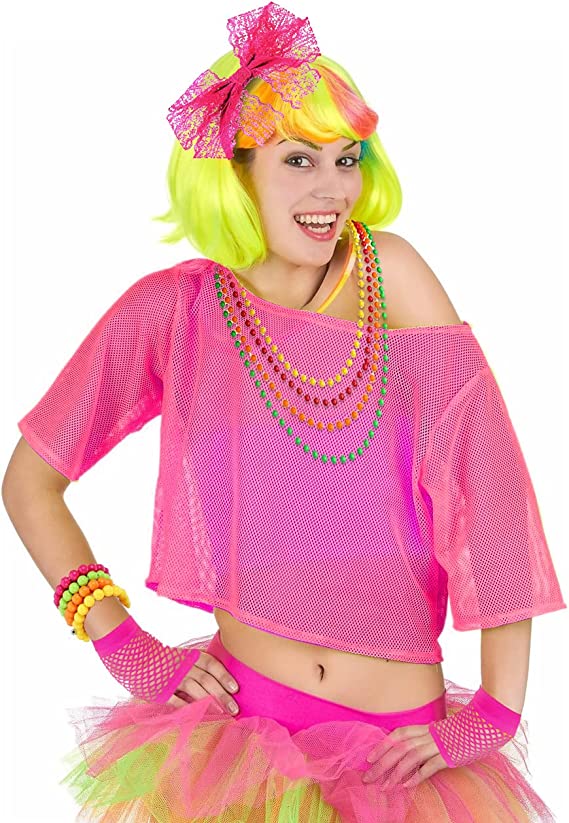 iZoeL 80s Fancy Dress for Women Halloween Costumes for Girls 80s Accessories Costume Outfits - 80s Top Headband Gloves Leg Warmers Necklace