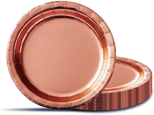 iZoeL 60pcs Rose Gold Plates 9 Inches Rose Gold Party Tableware Set for Rose Gold Birthday Party Decorations Wedding Anniversary - Paper
