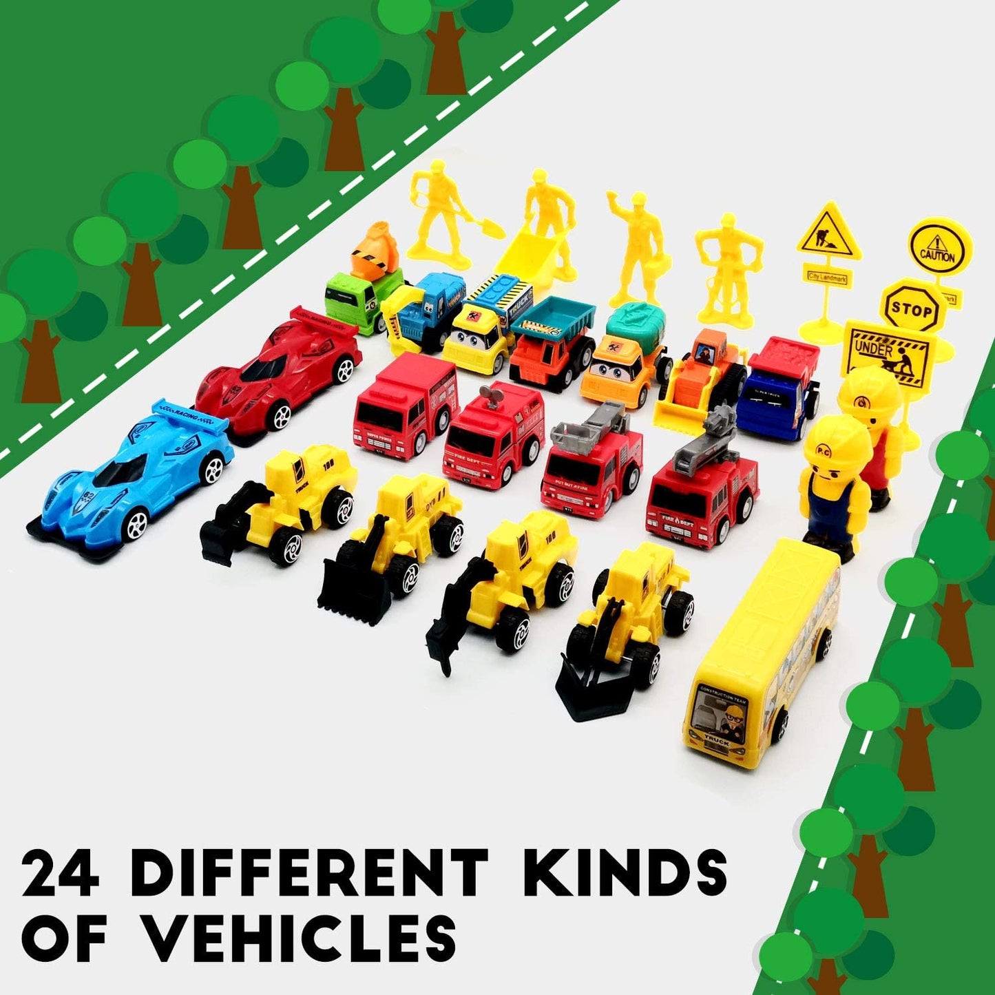 iZoeL Alloy Cars Advent Calendar for Kids Boys 2021, Launcher with 24 Vehicles (Plastic)