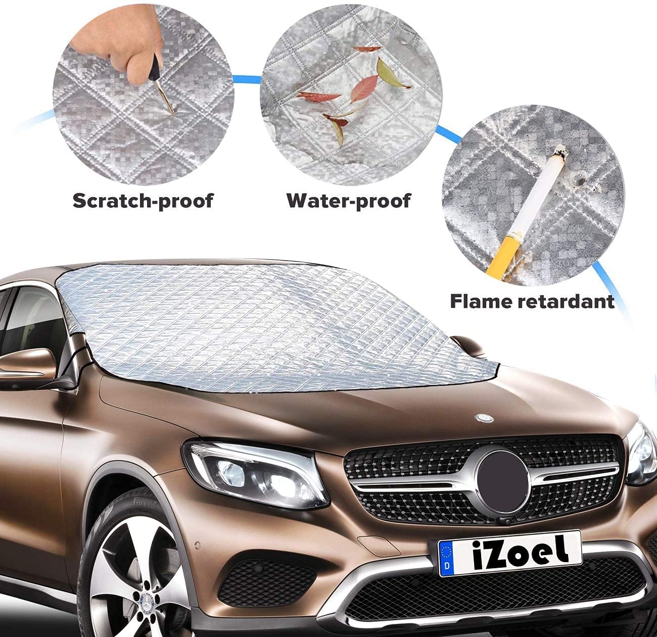 iZoeL Windshield Magnetic Snow Cover Winter Windscreen Protector Frost Ice Guard Full Protection Car Cover (XL Size 147 * 126cm)