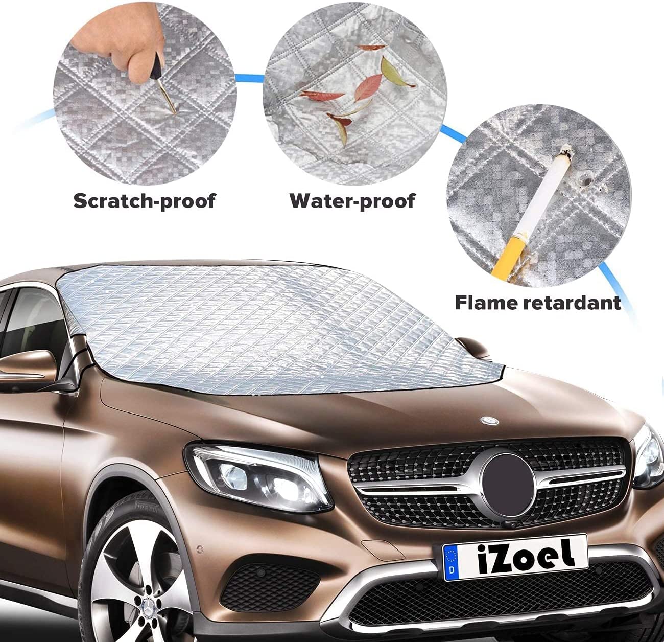 iZoeL Windshield Magnetic Snow Cover Winter Windscreen Protector Frost Ice Guard Full Protection Car Cover (Standard Car L Size 147 * 116cm)