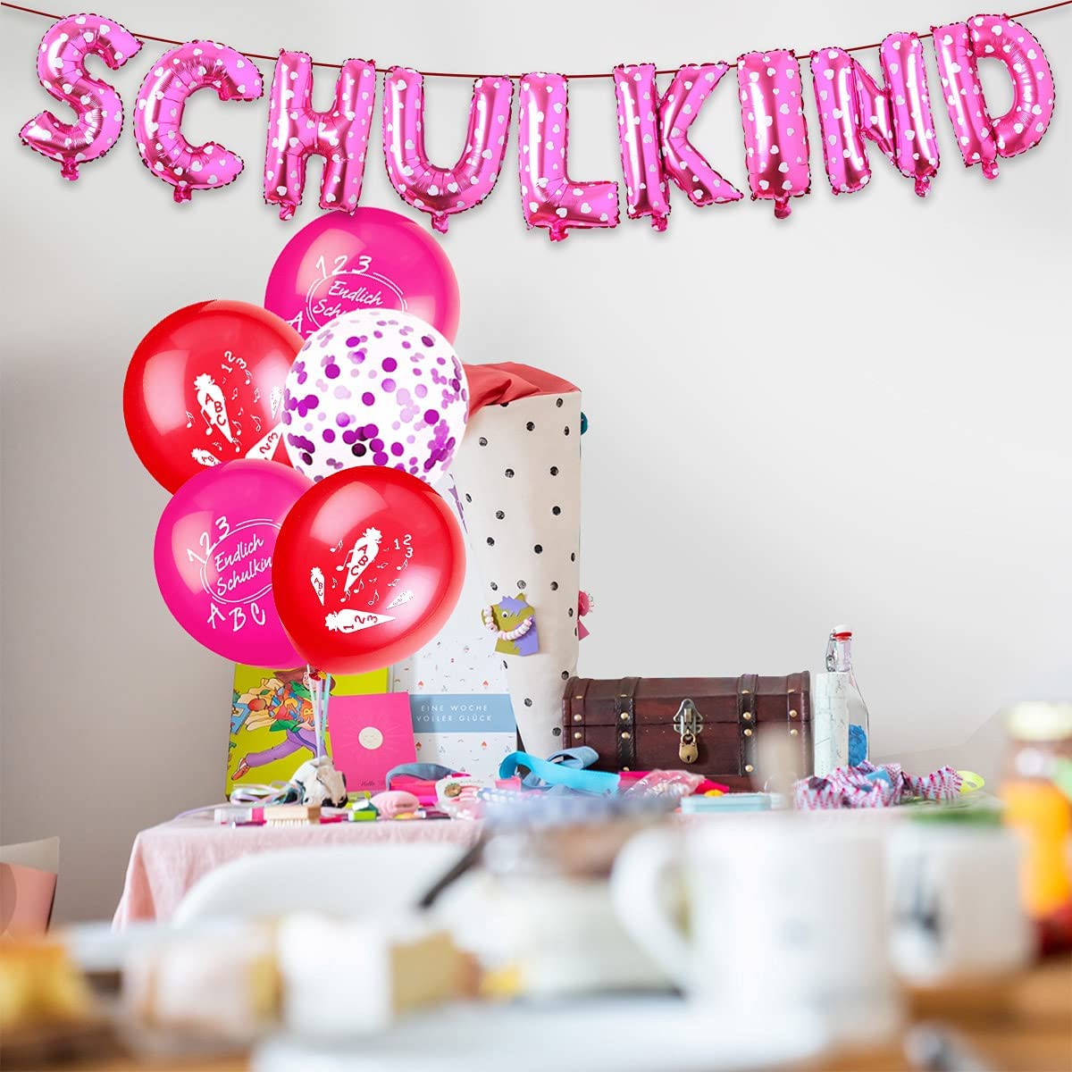 iZoeL Schuleinführung Schulanfang Einschulung SCHULKIND foil balloons rose latex balloons for girls 379-2