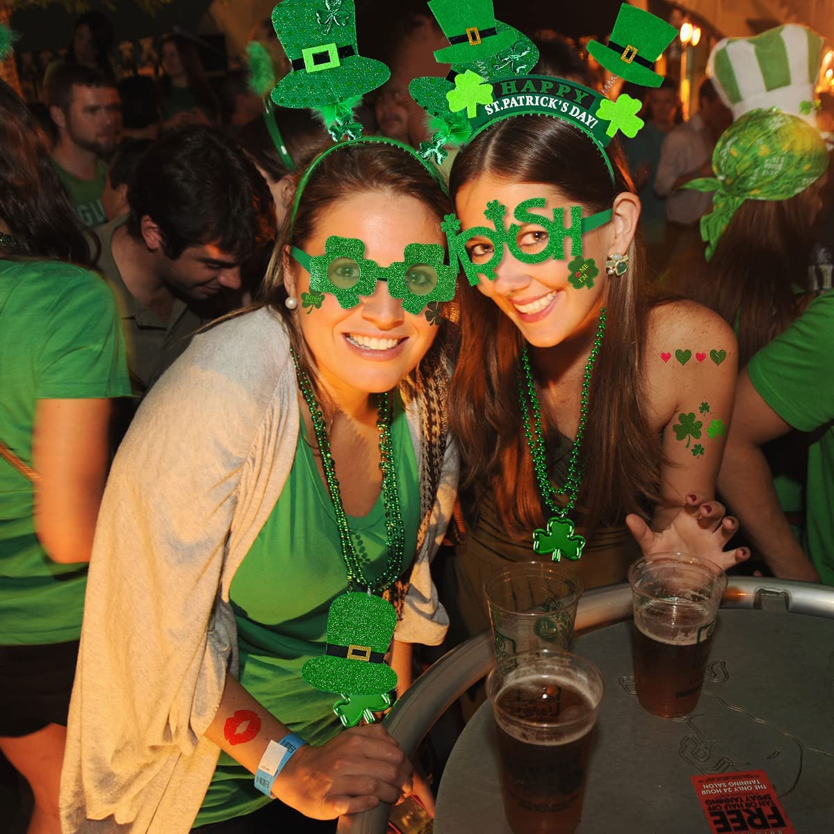 iZoeL St Patricks Day Accessories Women Girls Kids St Patricks Day Headband Shamrock Glasses Necklaces - Irish Fancy Dress Leprechaun Costume Outfits kids