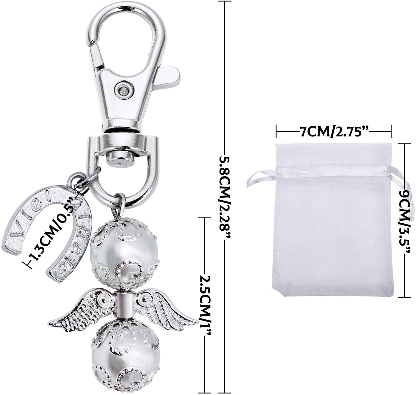 iZoeL 40 Guardian Angel Keychains Lucky Horseshoe Pendants Plus 40 Organza Bags, Thank You Nurse Gift Thank You Doctor Gift, Funeral Guest Gift Baby Shower Gift Bridal Party Favors Wedding Gift