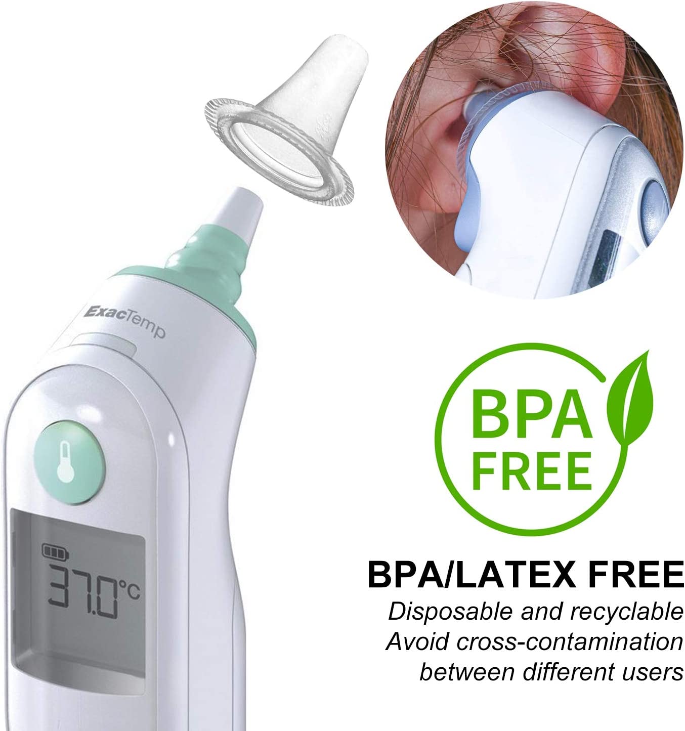 iZoeL 100 Counts Ear Thermometer Probe Covers/Refill Caps/Lens Filters for All Braun ThermoScan Models and Other Types of Digital Thermometers Disposable Covers