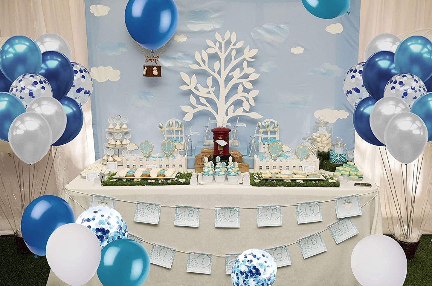 iZoeL Party Balloons 40 Blau Confetti Balloon for Helium Birthday Wedding Baby Shower Decoration