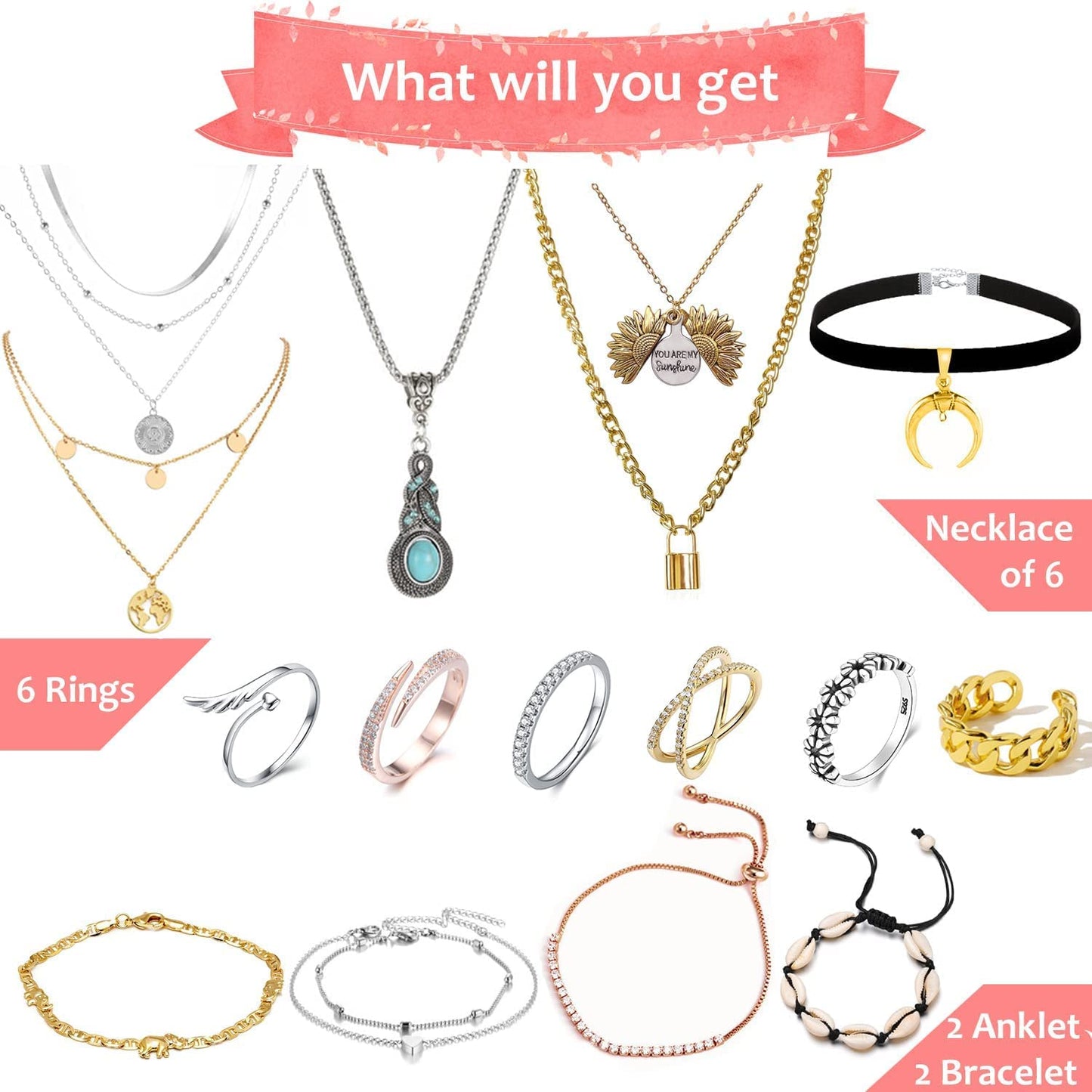 iZoeL Jewellery Advent Calendar 2022 for Women Girls Adults, 24 Surprises with Necklace Earrings Rings Bracelets Anklet Jewelry Calendar for Wife Mother Girlfriend Daughter Granddaughter
