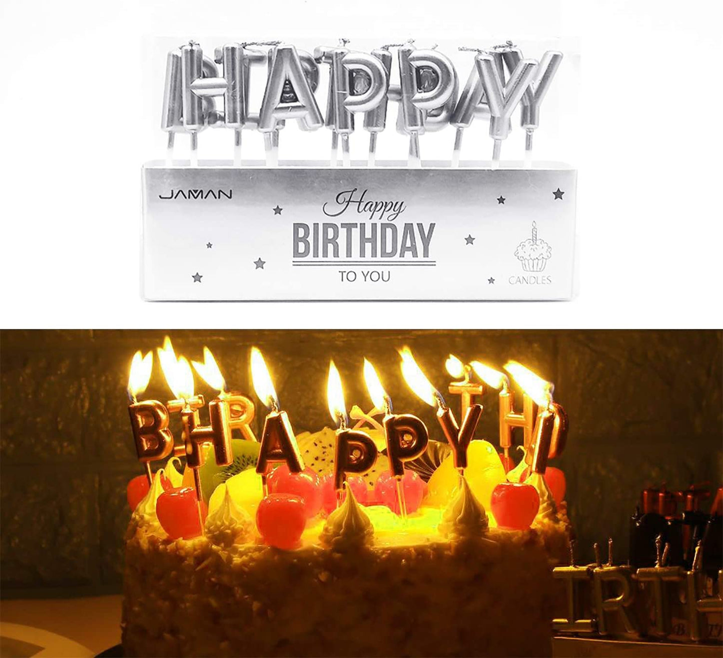 iZoeL Silver Cake Decoration Happy Birthday Cake Topper Birthday Candles Confetti Balloon Stars For Silver Theme Party Decor Girl Kid Women Man Birthday Party Anniversary
