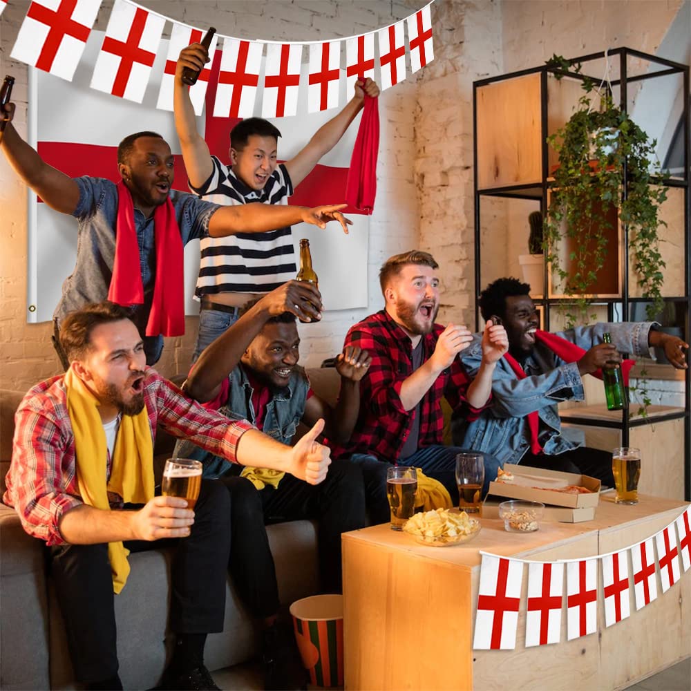 iZoeL World Cup Decorations 2022, England Flag 5ft x 3ft England Bunting Banner 10M for World Cup Football 2022 Indoor Outdoor Decorations- House Garden School Restaurant Bar Football Match