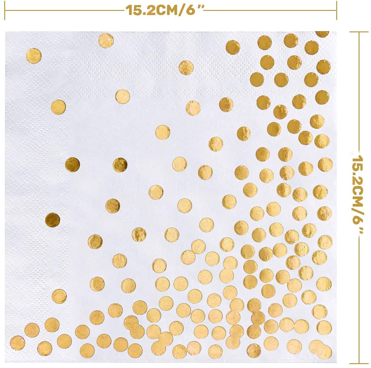 iZoeL 60pcs Gold Party Paper Napkins, Gold Serviettes Cocktail Napkins 3 Layers with Golden Dots - Soft & thick- Disposable Tableware for Birthday Hen Party Wedding Anniversary 6x6 IN