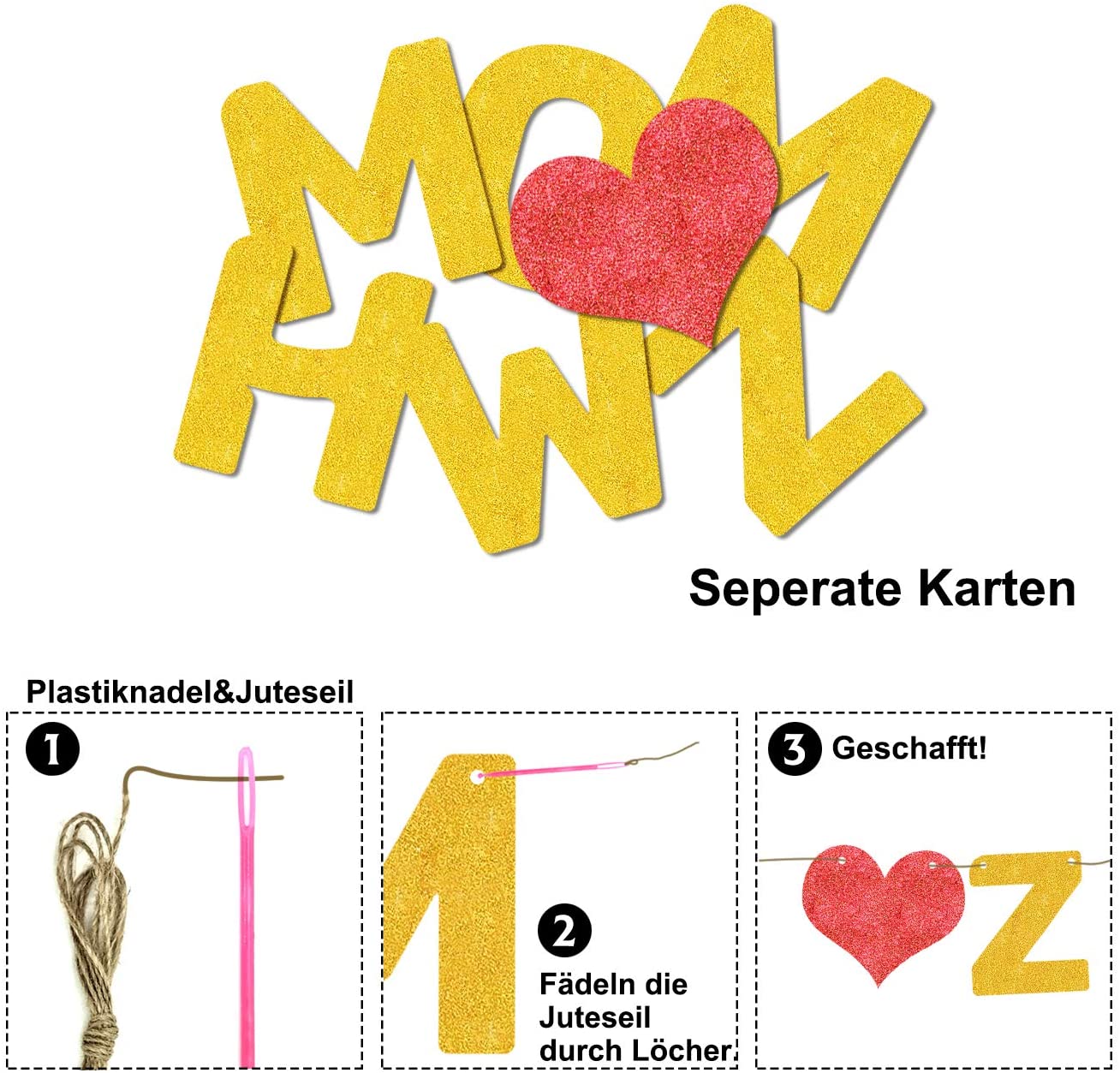 iZoeL Willkommen Haus Banner Glitzer