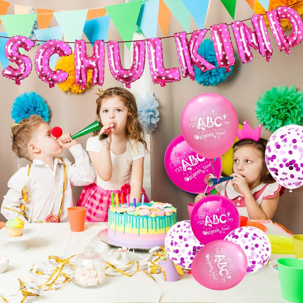 iZoeL Schuleinführung Schulanfang Einschulung SCHULKIND foil balloons rose latex balloons for girls 380-2