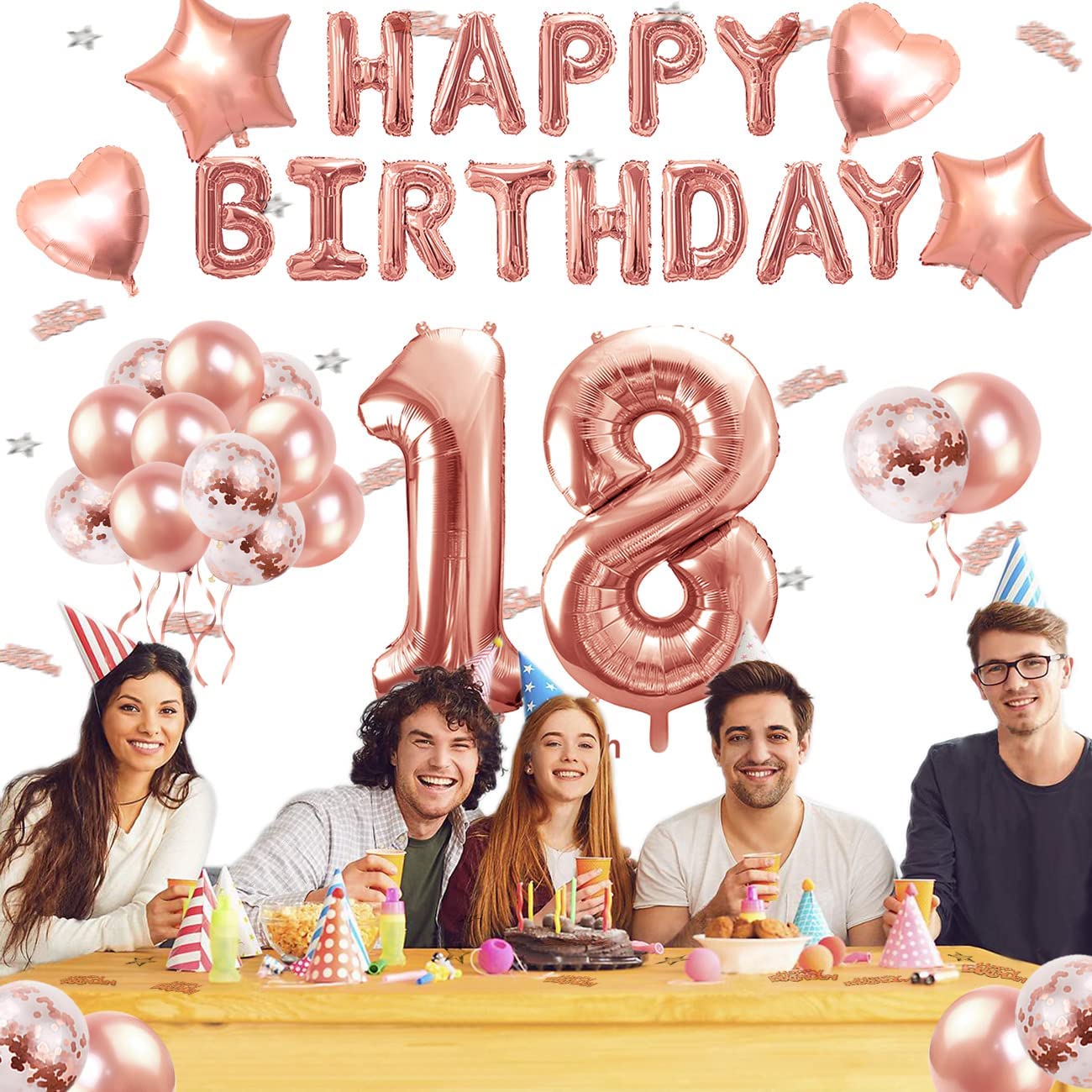 iZoeL 18th Rose Gold Birthday Balloon