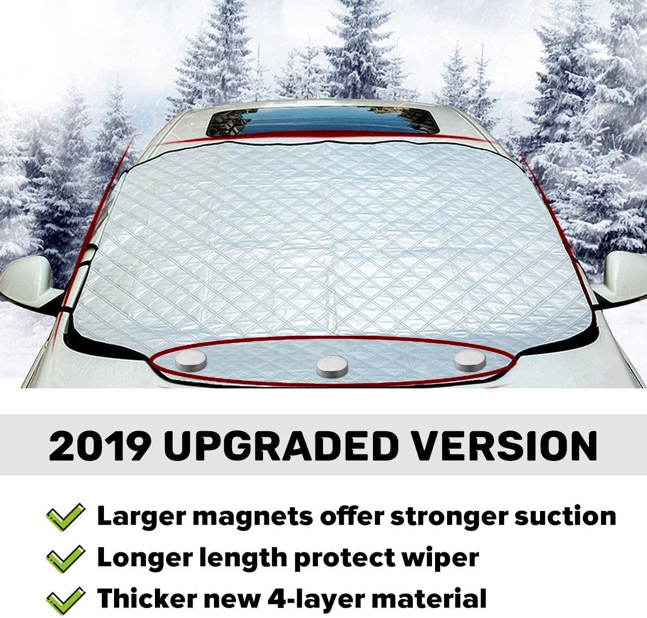 iZoeL Windshield Magnetic Snow Cover Winter Windscreen Protector Frost Ice Guard Full Protection Car Cover (Standard Car L Size 147 * 116cm)