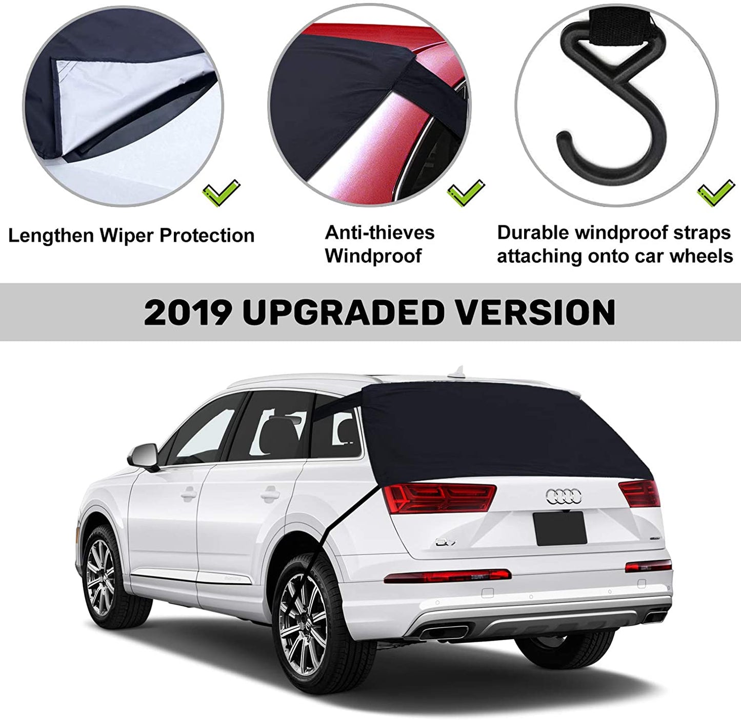 iZoeL Car Windscreen Rear Cover, Car Windshield Snow Cover, Snow Cover, Windscreen Protector Ice Full Protection Winter Cover Foil (SUV VANS Truck Size)