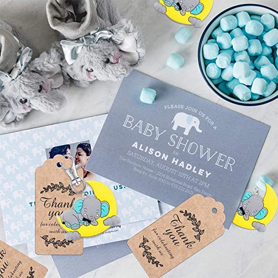 iZoeL 20 Sets Baby Shower Party Favors for Guest Gift, Baby Elephant Keychains Pink -cloud (Baby Shower unknown)…