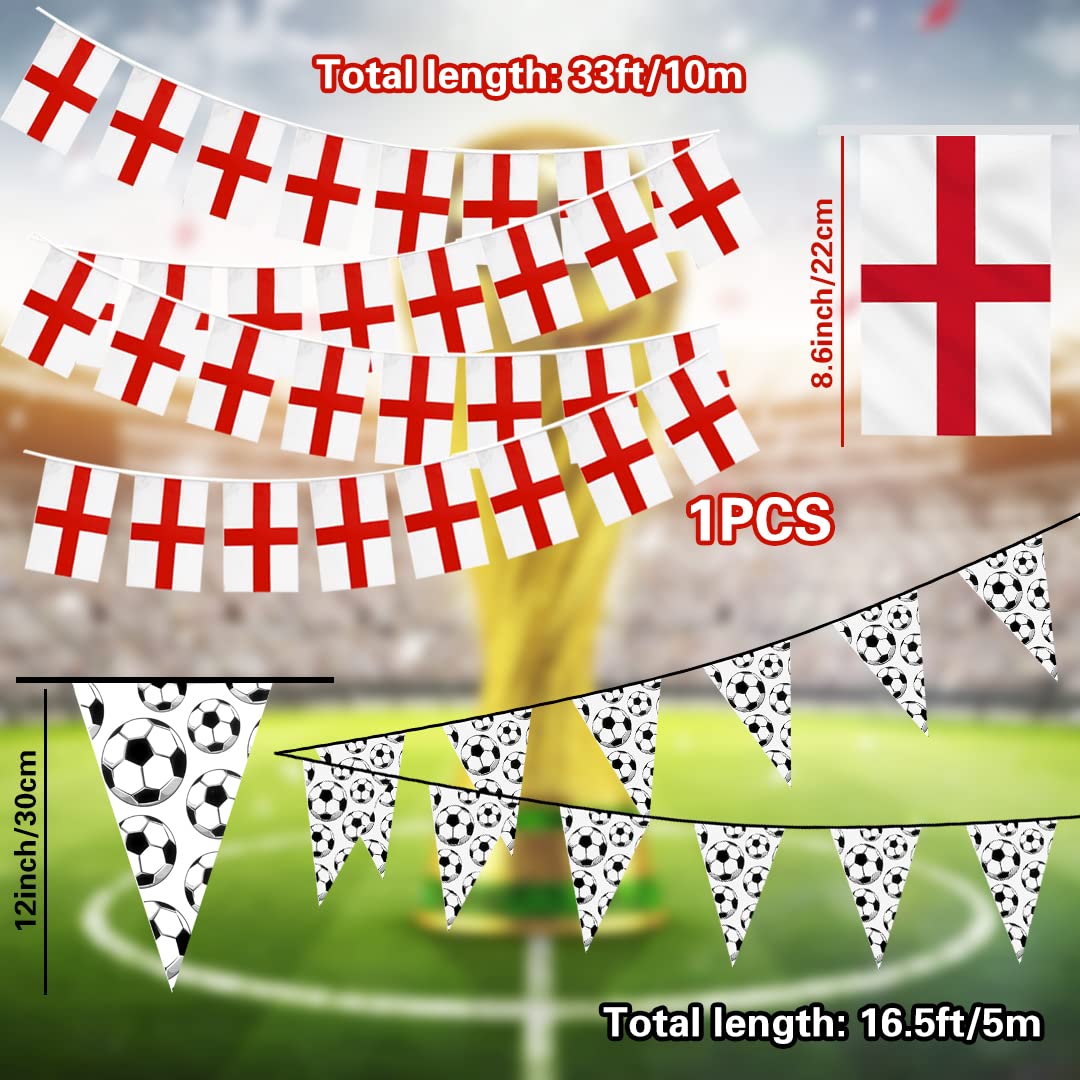 iZoeL World Cup Decorations 2022, Large England Flag England Bunting Banner England Hand Flag Football Bunting for World Cup Football 2022 Indoor Outdoor Decorations- House Garden School Bar