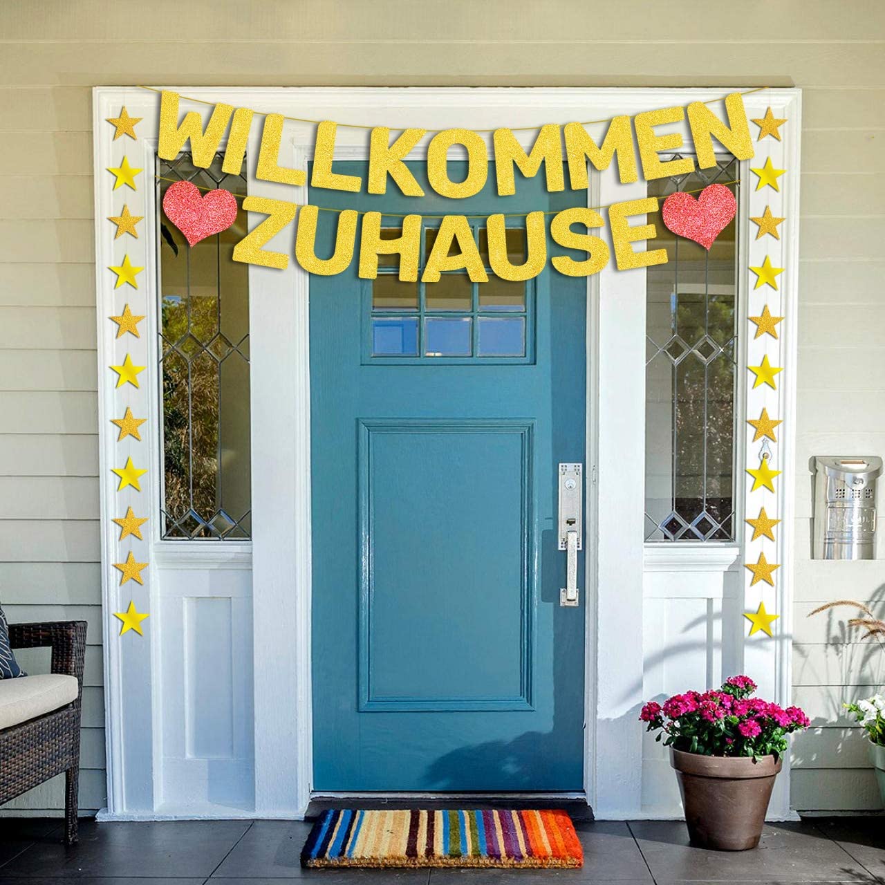 iZoeL Willkommen Haus Banner Glitzer