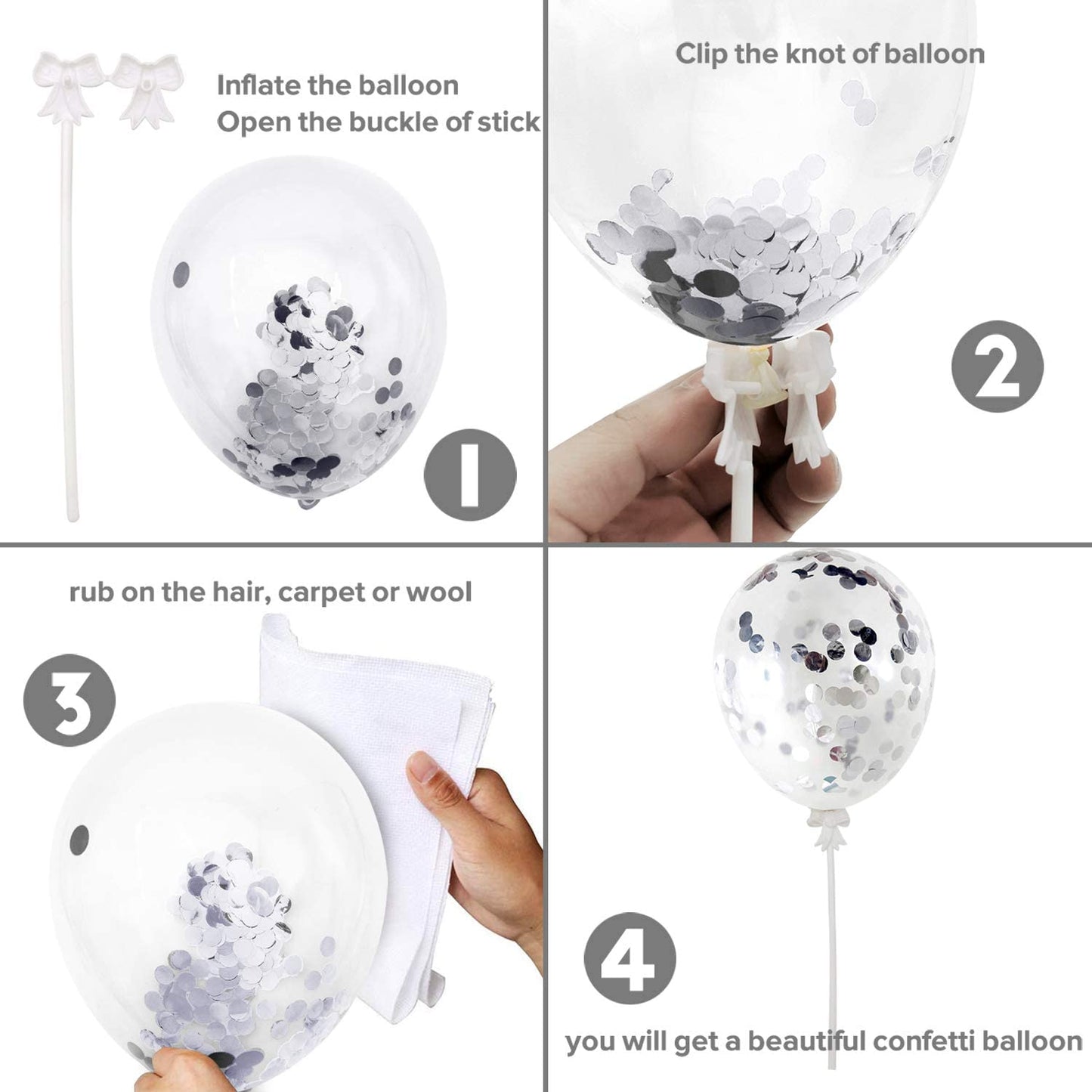 iZoeL Silver Cake Decoration Happy Birthday Cake Topper Birthday Candles Confetti Balloon Stars For Silver Theme Party Decor Girl Kid Women Man Birthday Party Anniversary